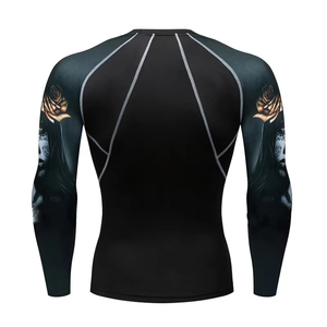 Mens Full Sleeve Rash Guard Black Sublimation <b>Print</b> Quick Dry Compression Shirt Sports Training Fitness Swim <b>Surfing</b> Cycling - Product Image 2