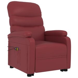 Fauteuil de massage verticale en similicuir rouge bordeaux avec structure en fer et contreplaqué et assise confortable en mousse pour une relaxation optimale - Product Image 3