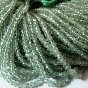 Perles d'améthyste verte naturelle facettées en forme de rondelle, taille 3-4 mm, brin de 13 pouces de long - Product Image 6