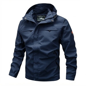 Veste Safari à Capuche Vert Olive pour Homme Coupe-Vent Imperméable Respirante Fermeture Éclair Col Montant Décontractée pour l'Extérieur Coupe Classique - Product Image 5