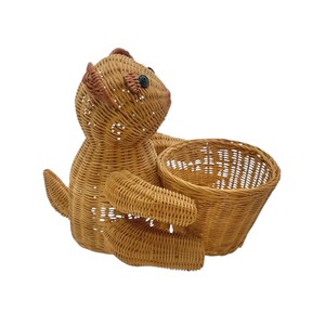 <b>Cute</b> Animal Shaped Rattan Storage Basket <b>Bear</b> Design Natural Wicker Multi-Purpose Neatening Holder Eco-Friendly - Product Image 1