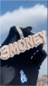 Colgantes de Lujo Personalizados de Fábrica con Letras de Plata S925, Oro Sólido de 9k, 10k, 14k, 18k, y Diamantes Moissanita VVS - Product Image 1