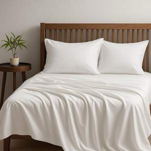 Parure de draps en coton brossé doux 100% coton, 300 fils, couleur unie, pour la maison et l'hôtel, doux pour la peau, respirant, 4 pièces - Product Image 2
