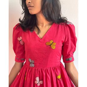 DESIGNER FIL DE COTON ROBE DE TRAVAIL ROSE - Product Image 4