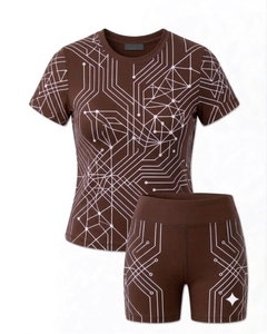 Ensemble de maillot de cyclisme pour femme imprimé, séchage rapide, haut à manches courtes et short respirant de haute qualité - Product Image 6
