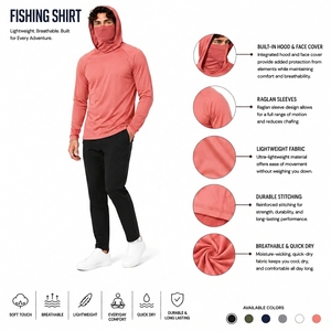 Haut de pêche à manches longues avec protection UV et cache-visage, séchage rapide, respirant, pour activités de plein air - Product Image 6