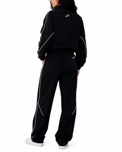 Conjunto Deportivo de 2 Piezas para Mujer, Chaqueta Cortavientos Negra Holgada y Transpirable de Otoño, Ligera, Talla Grande, Lisa, 100% Nailon, Estilo Americano - Product Image 2
