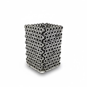 <b>Unique</b> Style Silver Metal <b>Vase</b> For Office And Commercial Spaces Table Decor Reception And Desk Modern Interior Accent - Product Image 1