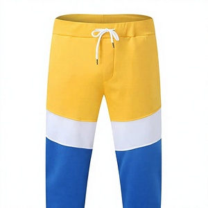 Ensemble de survêtement à capuche 2-en-1 en polaire color block pour homme, manches longues, cordon de serrage, décontracté, pour l'automne, bleu, jaune, blanc, polyester, coton - Product Image 5