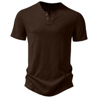 T-shirt Henley personnalisé pour homme, manches courtes, coton, fibre de bambou, séchage rapide, respirant, confortable, col rond, décontracté, pour la gym, vêtements d'été, OEM
