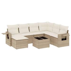Conjunto de Sofás de Jardín Beige, Muebles de Ratán para Exteriores, 6 Plazas, Diseño Contemporáneo - Product Image 4
