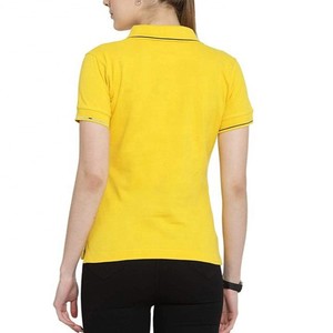 Polo de Punto de Manga Corta Amarillo Sólido para Mujer, Última Moda, Casual, Largo Regular, Teñido Liso, Camisetas Polo ODM OEM - Product Image 2