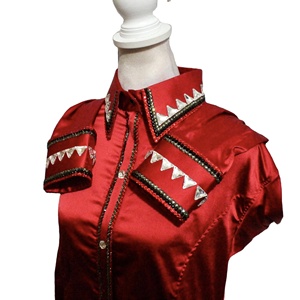 Camisa de espectáculo occidental vaquera hecha a mano en tela de tafetán elástica para uso ecuestre - Product Image 3