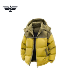 Chaqueta Acolchada de Pana para Hombre EMPIRE TREND WEARS, Chaqueta de Invierno Acolchada con Paneles de Pana, Diseño de Letras, Cuello Alto, Logotipo Frontal - Product Image 1