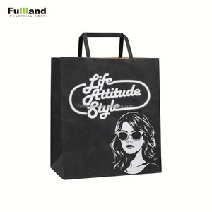 Custom Made Biodegradable Paper Shopping Tote <b>Bags</b> with Flat Handles and Printed Designs paper <b>bag</b> custom made - Product Image 1
