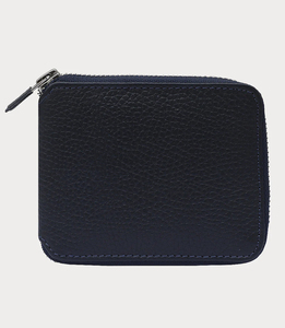 2026 High Quality Genuine Leather Men's <b>Wallet</b> Navy Blue Bi-Fold Closure Short Length Lightweight Fashion Daily OEM Custom Logo - Product Image 1