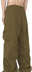 Pantalon Harem Vert Olive pour Homme, Taille Élastique, Multiples Poches, Cordon de Serrage, Cargo Décontracté, Léger, Idéal pour l'Été - Product Image 2