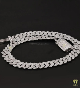 Full Iced Hip Hop Cuban Chain <b>Necklace</b> VVS Moissanite Diamond in 925 Sterling Silver Luxury <b>Statement</b> Jewelry for Men Women - Product Image 2