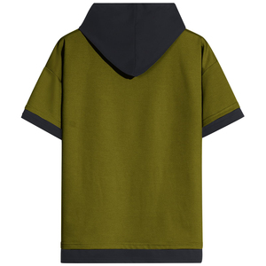 เสื้อฮู้ดแขนสั้นผู้ชายแบบสั่งทำ ระบายอากาศได้ดี สวมใส่สบาย บริการผลิตแบบ OEM ODM ผ้าฝ้ายผสมราคาประหยัด - Product Image 2