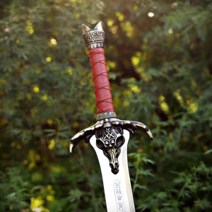 Réplica de Espada del Bárbaro Conan, Hoja de Acero, Mango de Cuero, Punta Caída, Moderna, de Alta Calidad, Grado Industrial, para Caza al Aire Libre, OEM - Product Image 3