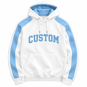 Custom Logo Printed Hoodie <b>Men's</b> <b>White</b> Blue Regular Sleeve Cotton French Terry Casual Autumn Waterproof Pocket Loose <b>Sweatshirt</b> - Product Image 1