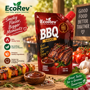EcoRev Original BBQ Sauce 350ml <b>Reusable</b> PP Plastic Spout <b>Pouch</b> Made with Natural Ingredients No Artificial Colors or Flavors - Product Image 3