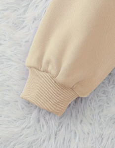 Sweat-shirt décontracté pour femme, beige, col rond, manches longues, épaules tombantes, imprimé lettres et cœurs - Product Image 5