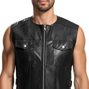 Stylish Leather <b>Vest</b> For Men With Multiple Functional Pockets Zipper Closure And Comfortable Fit For Casual Fashion - Product Image 4