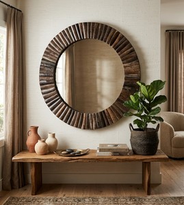 Miroir mural en forme de galet, design moderne et élégant, pour salle de bain, chambre à coucher, salon, 24 pouces - Product Image 1