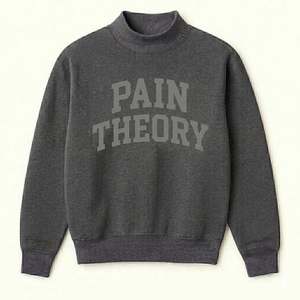 เสื้อสเวตเชิ้ตคอเต่าลายกราฟิก Pain Theory สีชาร์โคล วินเทจ ยูนิเซ็กส์ ผ้าฟลีซ แขนยาว ทรงโอเวอร์ไซส์ สวมใส่สบาย เหมาะสำหรับฤดูหนาว สไตล์สตรีท - Product Image 1
