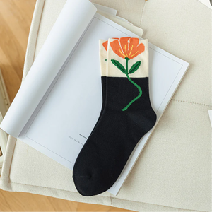 Custom 3D Cuff Floral Cotton Crew SocksDesign <b>Funky</b> Colors Breathable Quick Dry for Women Men-Private Label Manufacture - Product Image 4