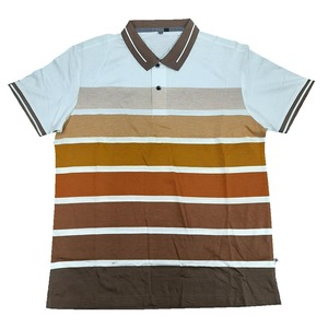 Camiseta de Punto de Manga Corta para Hombre, Ecológica, 100% Algodón, Diseño con Puntos, Corte Regular, Color Marrón, Blanco y Naranja - Product Image 1