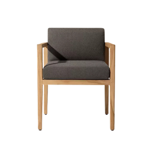 Chaise de salle à manger d'extérieur moderne en teck massif avec coussin confortable, résistante aux intempéries, meubles écologiques, personnalisation possible - Product Image 1