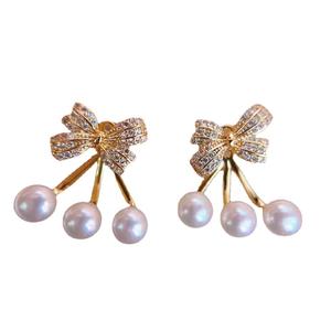 Pendientes de Perlas de Agua Dulce con Lazo, Múltiples Opciones, Accesorio de Joyería para Beneficios de Empleados - Product Image 5