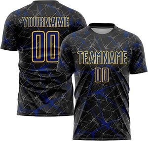 Conjunto de Camiseta de Fútbol Sublimada Personalizada para Hombre, Diseño Negro y Azul, Cuello Redondo, Manga Corta, Absorbe la Humedad, Ajuste Atlético, Uniforme de Equipo - Product Image 6