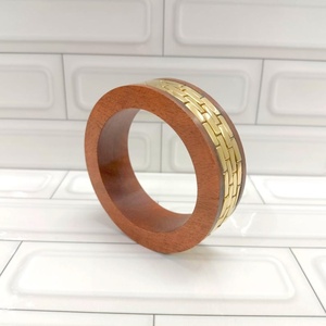 Handcrafted Wooden Brass Bangle <b>Bracelet</b> Natural Wood & Brass Fashion Jewelry for Women - Product Image 2