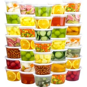60 Set (120 Pezzi) Contenitori per Alimenti da 16 oz, Ermetici, Senza BPA, con Coperchi, in Plastica, per Conservazione e Asporto - Product Image 1