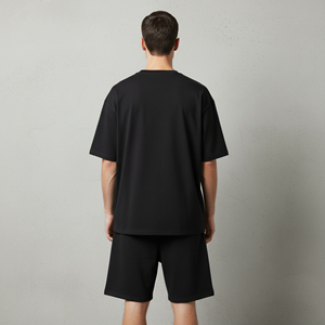 2026 Summer Oversized Men's short <b>set</b> Drop Shoulder O-Neck Short Sleeve Baggy Fit 100% Cotton Plus Size man 2 piece <b>set</b> - Product Image 3