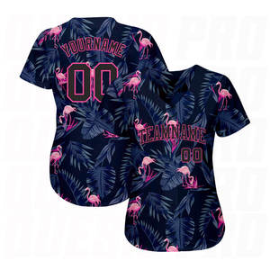Maillot de baseball unisexe personnalisé 100% polyester, impression sublimée, motif flamant rose, manches courtes, uniforme d'été pour adultes - Product Image 3