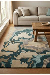 Recycled <b>Wool</b> Modern Anti-Slip Patchwork Carpet Rug Eco Artisan <b>Crafted</b> for Sustainable Home Collection Hand Tufted Rug - Product Image 5