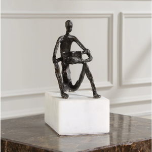 Sculpture Moderne Abstraite Homme Lisant, Statue en Aluminium Faite à la Main, Base en Marbre, Décoration de Table, Bureau, Étagère, Cadeau Artistique - Product Image 3