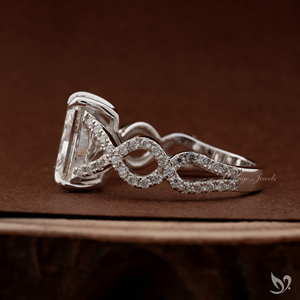 3CT Radiant Lab Grown Diamond <b>Ring</b> IGI Certified <b>Split</b> Twist Pave Band Engagement <b>Ring</b> 10K White Gold - Product Image 2