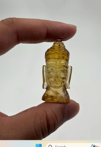 Hand Carved Amber Buddha Head Crystal <b>Statue</b> Decorative <b>Religious</b> Figurine For Home Temple Meditation metal Gift metal craft - Product Image 4