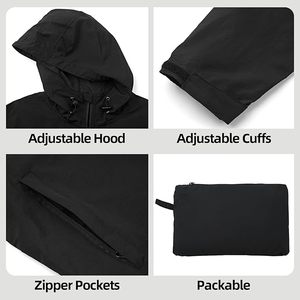 Veste coupe-vent à capuche pour homme, imperméable, imprimé paisley, manches longues, couleur unie, taille élastique, légère, décontractée, hiver - Product Image 6