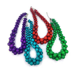 Collier en résine turquoise corail naturel de qualité supérieure, fermoir plaqué or, design bohème, bijoux de fête unisexe pour femme - Product Image 3