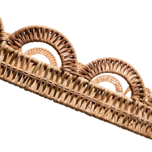 Plateau en rotin de luxe rectangulaire tressé avec bord festonné, matériau naturel, pour organisateur de bureau, plateau de service alimentaire, vente en gros - Product Image 3