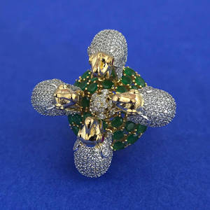 Artificial Fashion Jewellery Exporter in India 2 Tone Plating American Diamond <b>Finger</b> <b>Ring</b> 444823 - Product Image 3