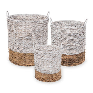 Panier à linge écologique en jacinthe d'eau, tissé à la main, idéal pour le rangement et le transport du linge sale - Product Image 1