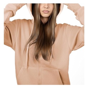 Sweat à capuche zippé décontracté pour femme, 100 % coton, manches longues, col rond, épaules tombantes, couleur unie, confortable, meilleur prix, le plus vendu - Product Image 5