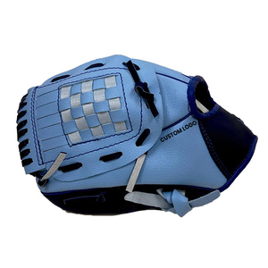 Gant de baseball tendance 2026 en cuir bleu clair, à doigts complets, à lacets, unisexe, pour sports de plein air, antidérapant, toutes saisons, avec logo personnalisé - Product Image 2